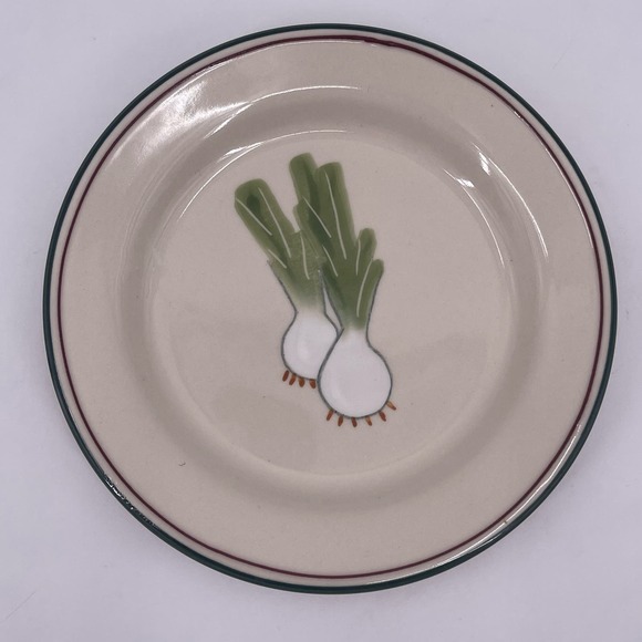 Hartstone Farmers Market Salad Plates Radish Yellow Peppers Green Onion Set of 3 - Picture 2 of 6